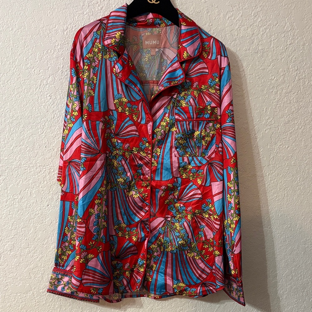 Show Me Your MuMu positano paisley satin classic pj set size small